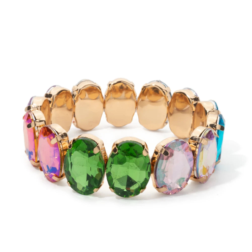 Tejesa Zirconia Bangle For Women Gold Color Crystal Stretchable Bracelets