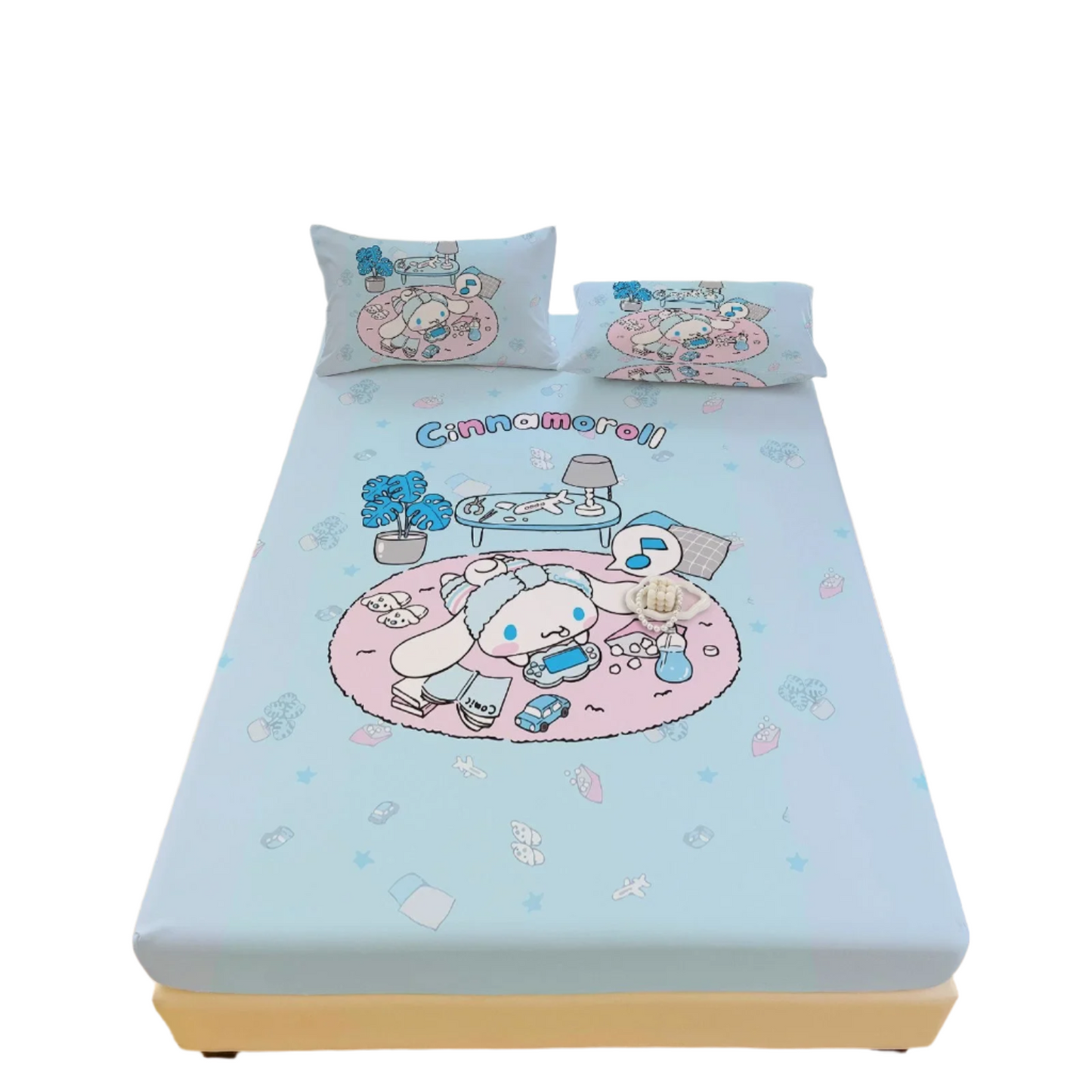 Hemasa  Bed Mattress Cover Cute Cartoon Painted Bed Linen Fitted Sheet For Kids Adult Single Double Size