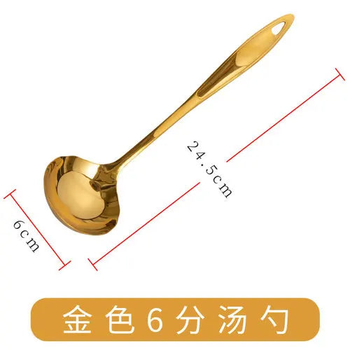 Tejesa  Long Handle Stainless Steel Soup Spoon / Hot Pot Spoon/ Large Golden Soup Spoon
