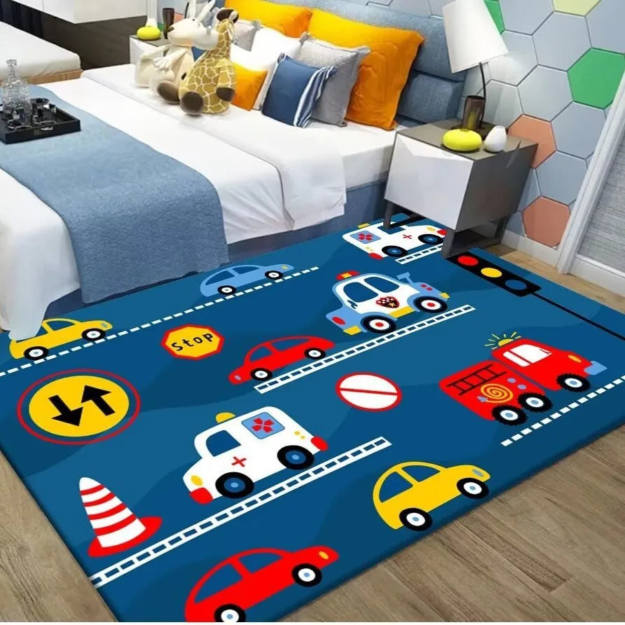 Tejesa  Flannel Children's Carpet, Parking Lot Climbing Mat, Game Traffic Mat, Early Education Kindergarten Rug Home Decoration