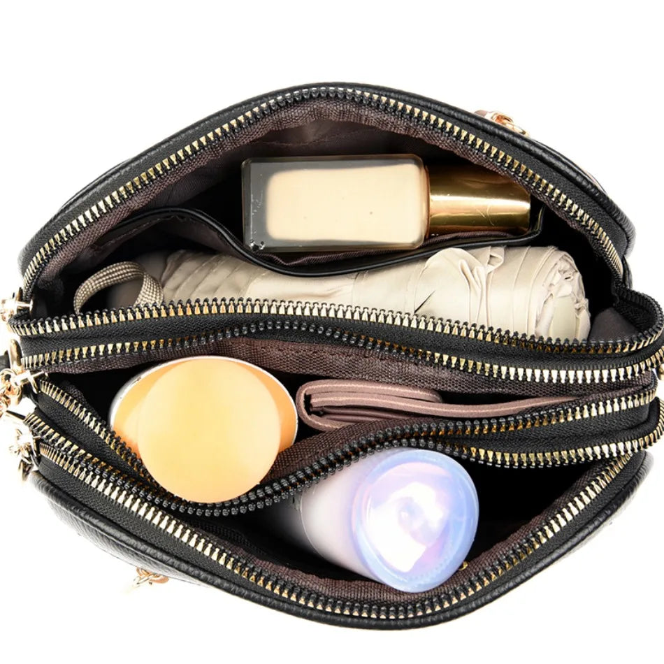 Genuine 3 layers Leather Purses and Handbags for Women Hot Luxury Designer Shoulder Crossbody Bag Ladies Messenger Tote Bags