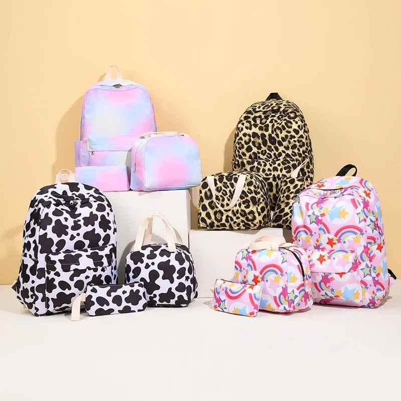 Hemasa 3pcs/set Rainbow Printing School Bags Backpacks Schoolbag Fashion Kids Lovely Backpack For Children Girls School bag Student