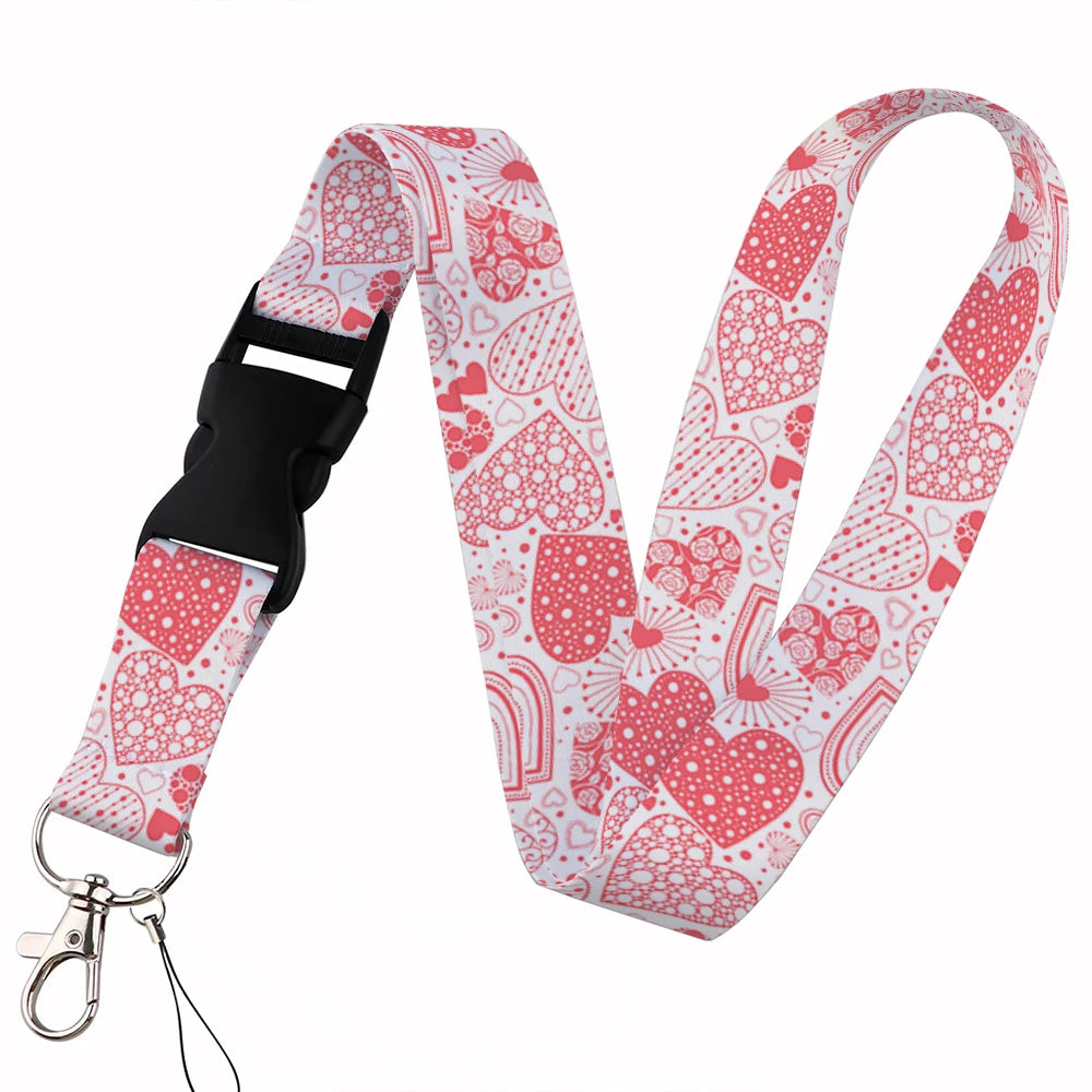 Tejesa Beautiful heart-shaped Lanyard Keys Chain Badge Holder ID Credit Card Pass Hang Rope Lariat Mobile Phone Charm Accessories Gifts
