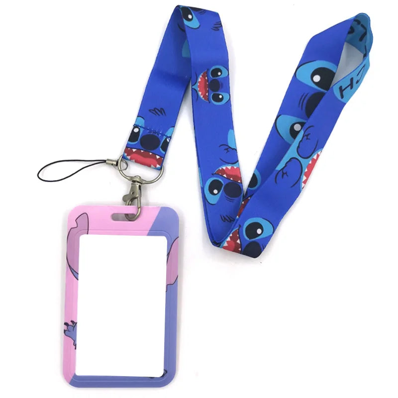 Disney Stitch Lanyard Badge Holder ID Card Lanyards Mobile Phone Rope Key Lanyard Neck Straps Keychain Key Ring