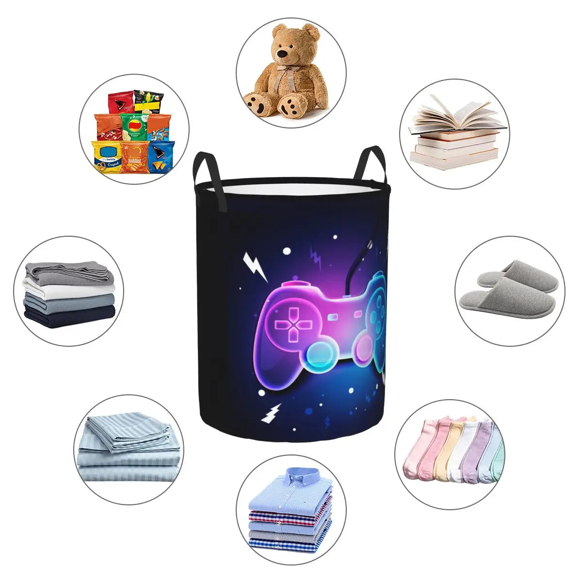 Hemasa Gamer Gaming Controller Laundry Large Clothes Storage Basket