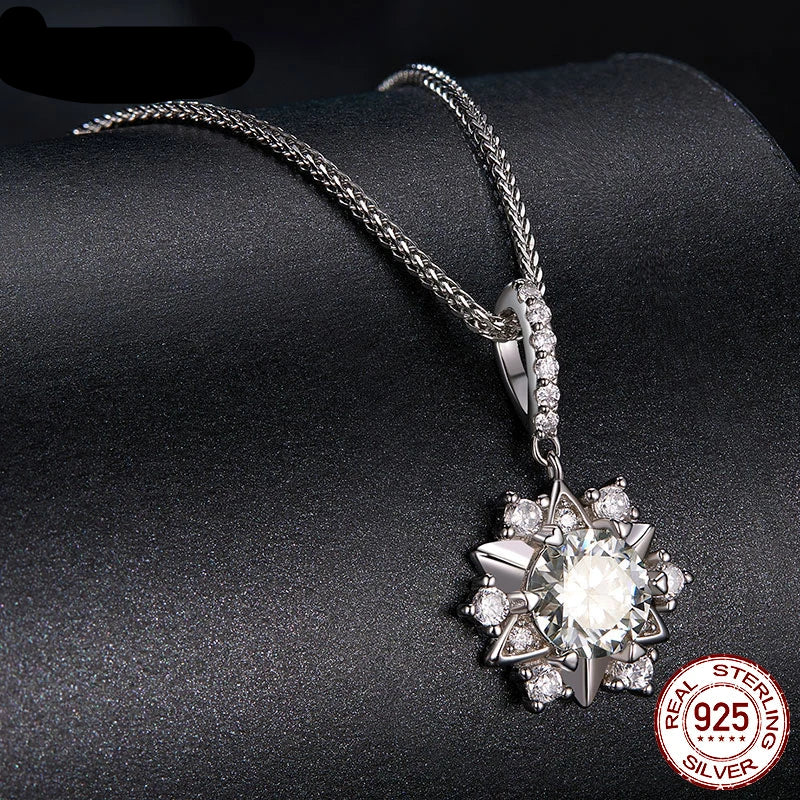 Tejesa 1 Carat Real Moissanite Star Pendant Necklace For Women 925 Sterling Silver Wedding Party Bridal Fine Jewelry