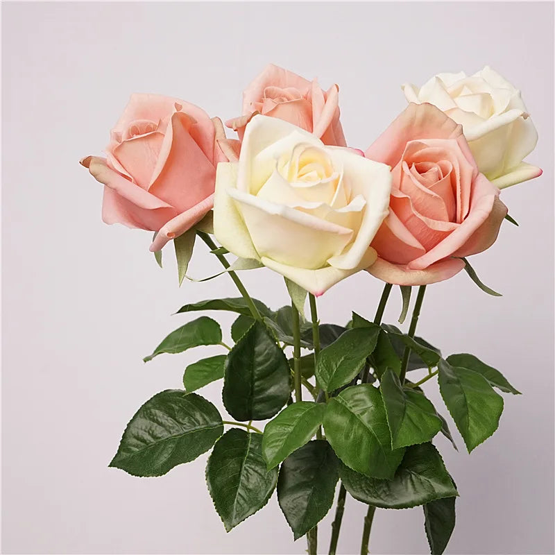 10Pcs Artificial Moisturizing Rose Real Touch Flowers Wedding Bridal Bouquet Fake Roses Home Living Room Decoration Party Floral