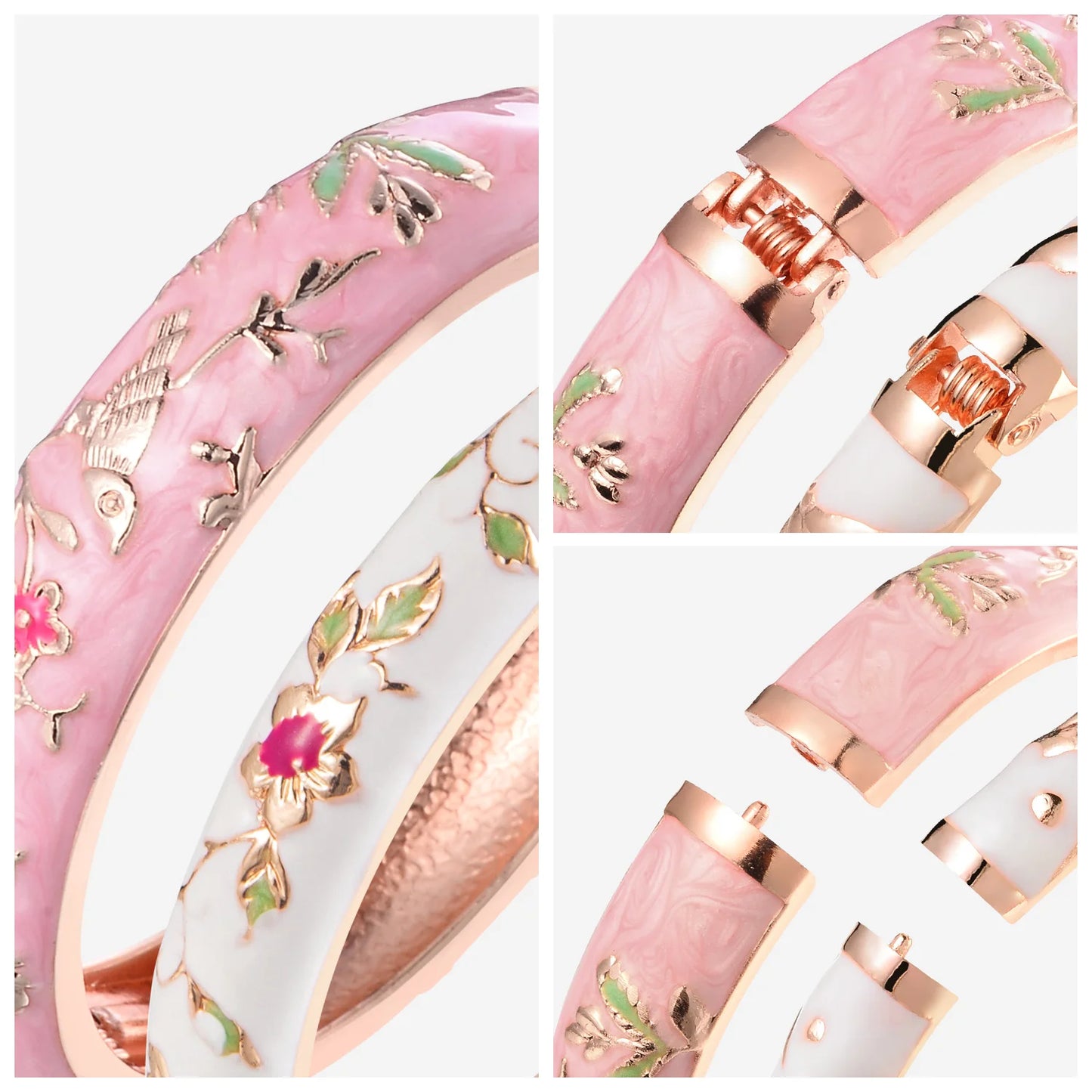 Hemasa Enameled Bracelets For Women /Clover Cuff Bangles for  Christmas Gift