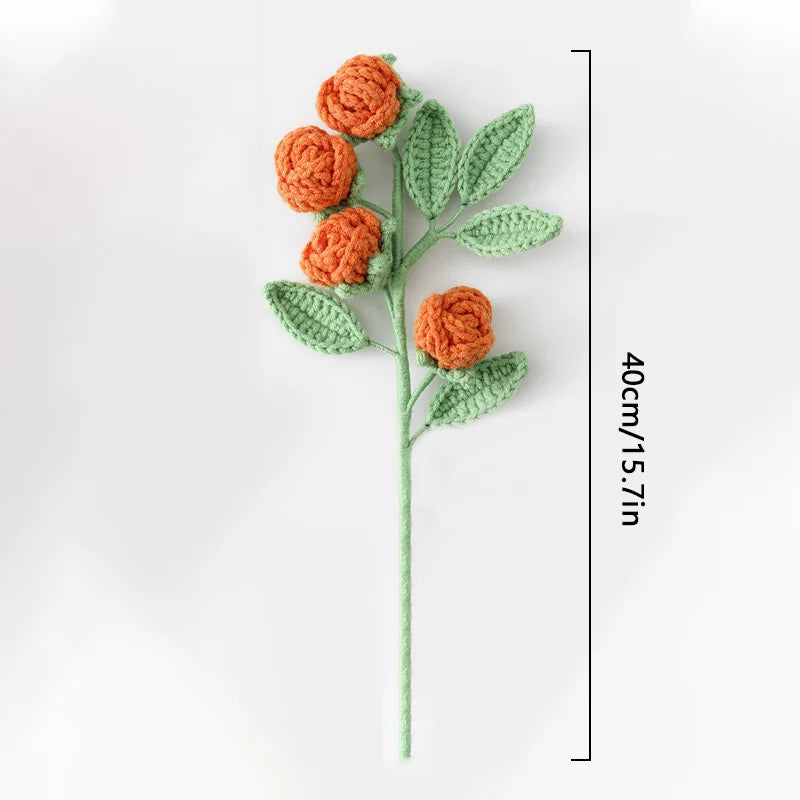 Hemasa Crochet Knitted Flower Rose Bouquet Artificial Flowers For Vase Home Room Table Valentine's Day Decor Flower Arrangement