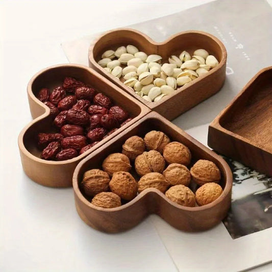 Tejesa Tableware Solid Wood Food Tray Love Heart Shape Dessert Plate Japanese-style Wooden Snack Fruit Tea Saucer Pallet Bread Board