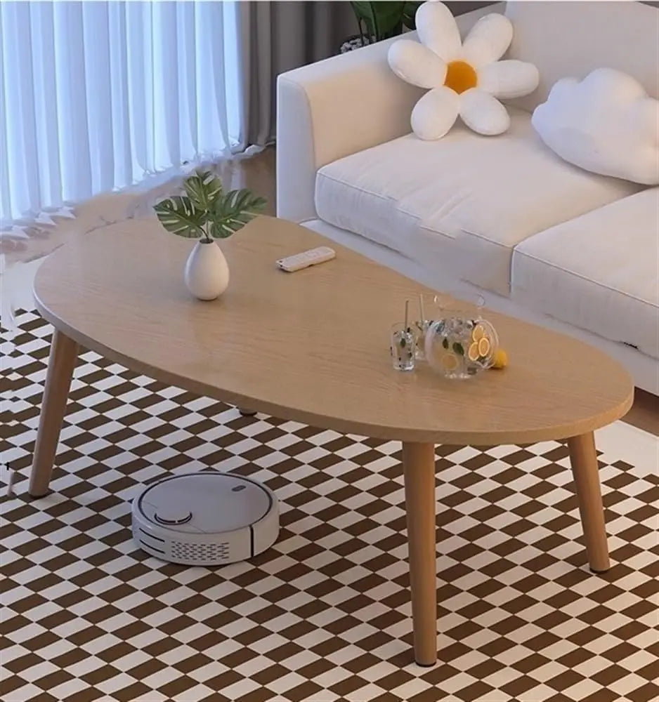 Formwell 120*50cm top Mango-Shaped Oval Coffee Table Sofa Table Accent Table for Living Room easy assembling