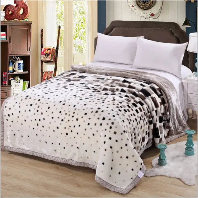 Double Layers Raschel Mink Blankets For Beds Winter Soft Warm Fluffy Thicken Fleece Throw Single Size Faux Fur Blankets