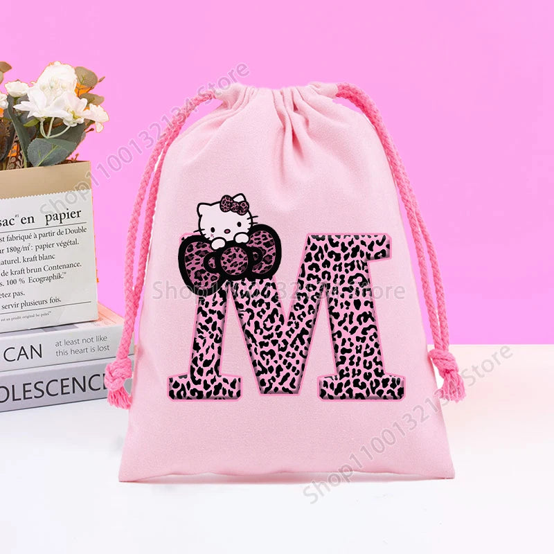Sanrio Hello Kitty Drawstring Bagfor  Kids /Anime Letter Printed Bags Cookies Candy Storage Bag Wedding Jewelry Gift Bag