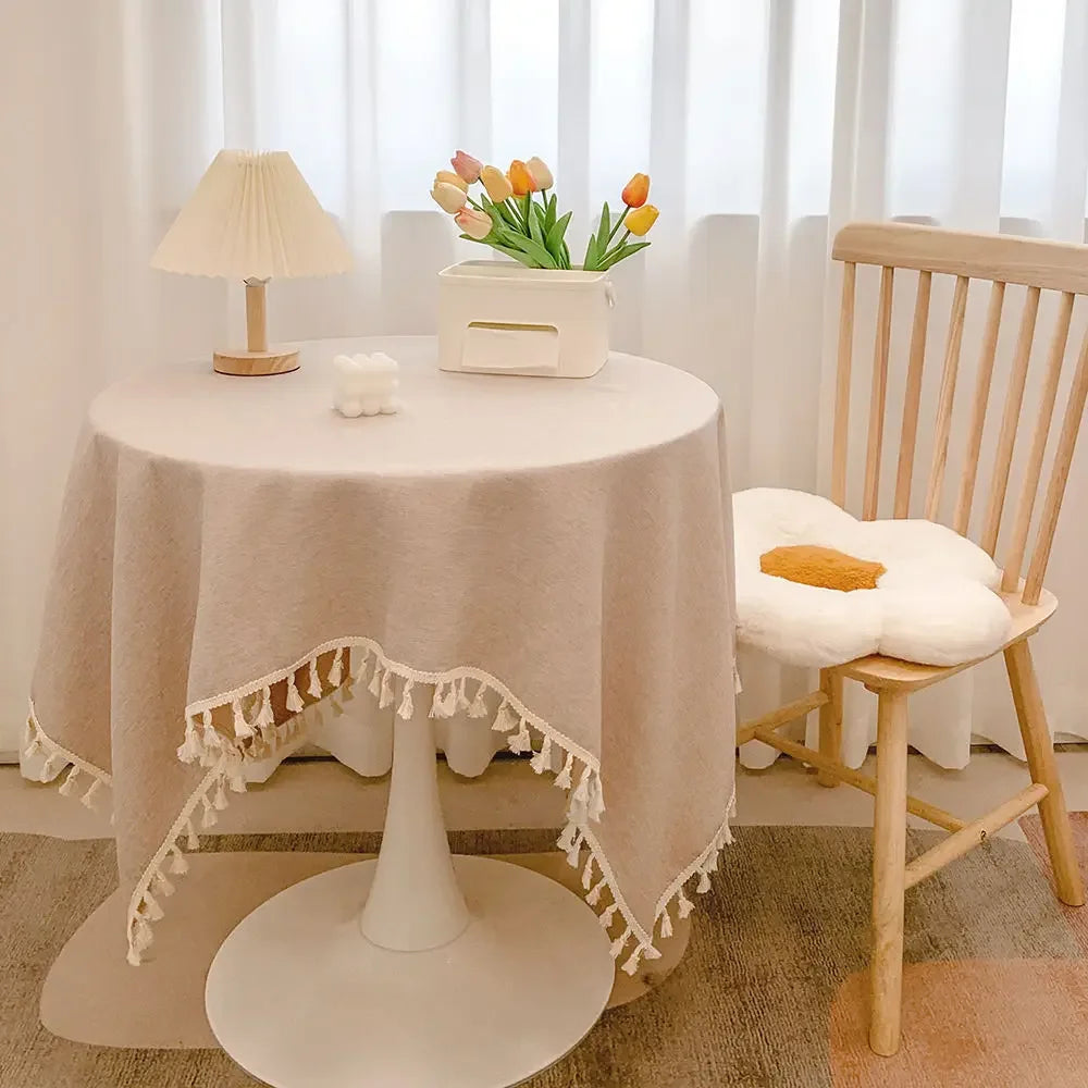 Tassel Tablecloth Kitchen Table Runner Camping Mat Tea Table Cover Wedding Dining Room Decoration 14 Colors