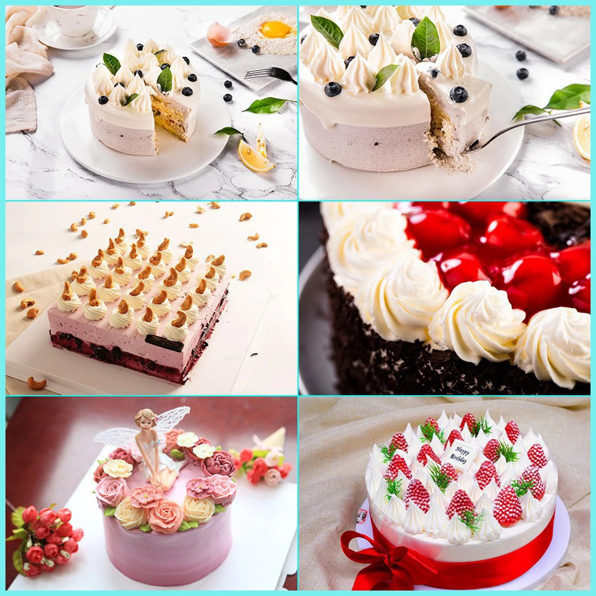 Tejesa 74/6 pc Cake Turntable and Piping Bag Cake Making Supplies Icing Piping Cream Pastry Bag with Nozzle Kitchen Acce Cake Bake Tool