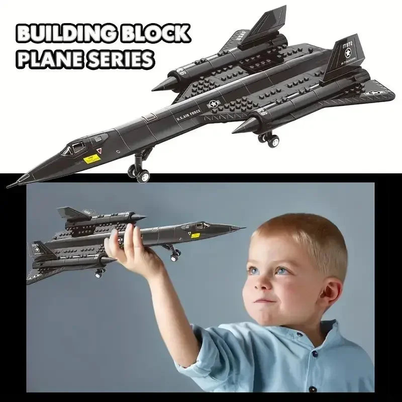 183pcs/set New Blackbird Reconnaissance Airplane Model,Fighter Assembling Building Block Toy, Children Block Toys Gift