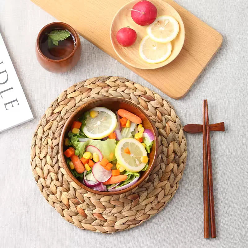 Hemasa Japanese Wooden Bowls Children Baby Adults Small Soup Bowls Solid Wood Salad Bowls