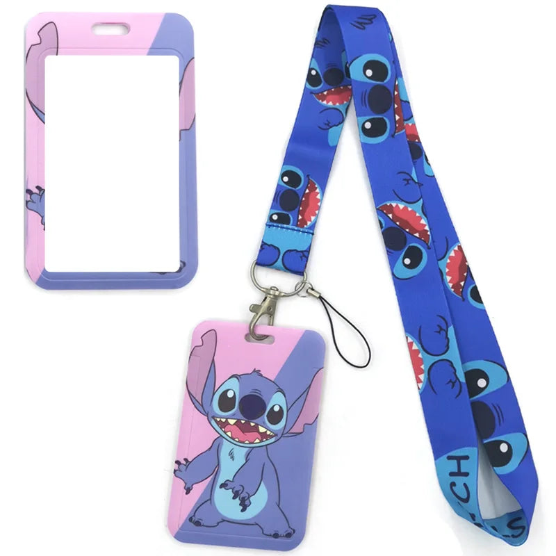 Disney Stitch Lanyard Badge Holder ID Card Lanyards Mobile Phone Rope Key Lanyard Neck Straps Keychain Key Ring