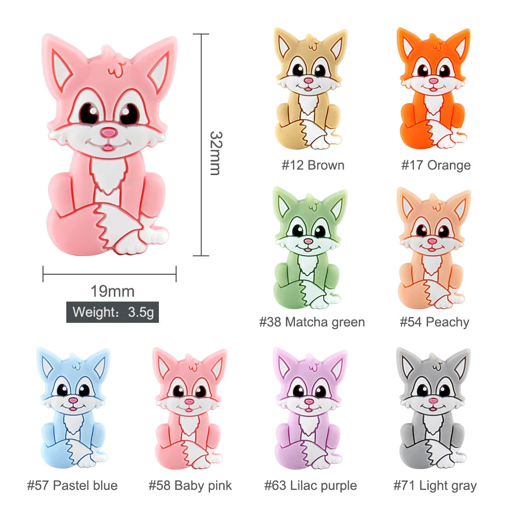 5/10 New Silicone Beads Animal Fox Shape Focal Beads For Jewelry Making DIY Bracelets Keychain Necklaces Jewelry Accessories