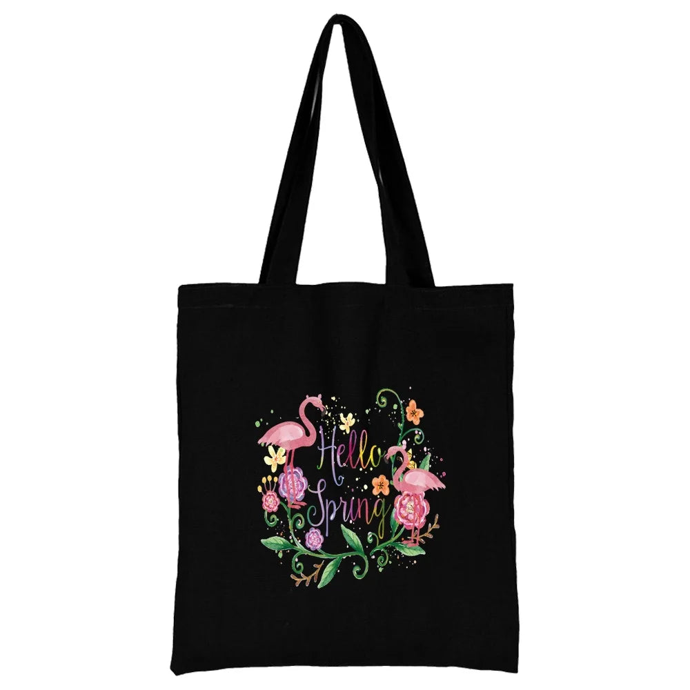 Tejesa Canvas Shopping Bag for Women /Shoulder Bags / Grocery Handbags /flamingo Print  Jute Bag