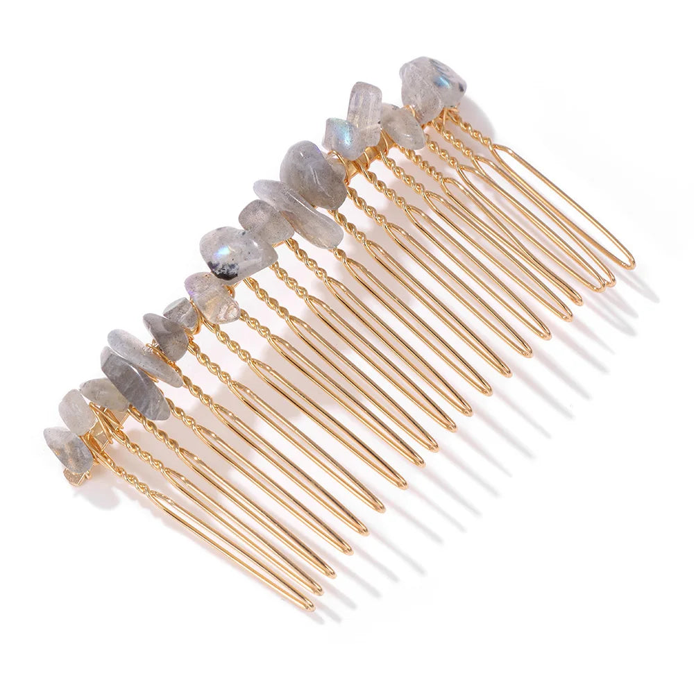 Hemasa Crystal Hair Combs Hair Accessories Natural Quartzs Stone Hair Clips Healing Reiki Hairpin Wedding Bridal Headwear Jewelry