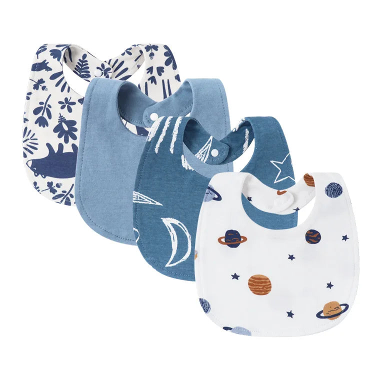 Tejesa 4Pcs Baby Bibs Burp Clothes / Newborn Saliva Towels for Girls Boys Cotton Kids Apron Infant Accessories Toddler Bibs Set
