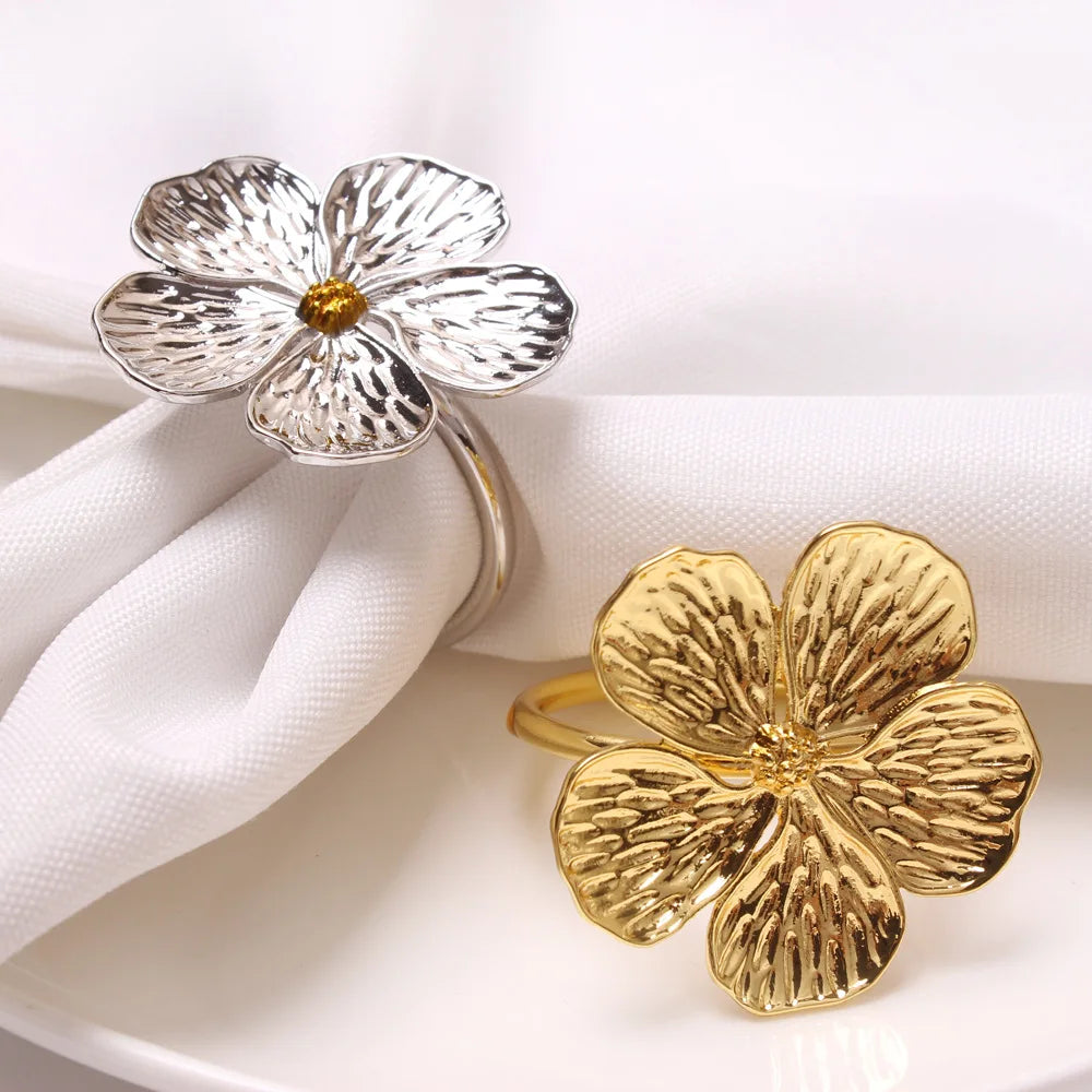 2/4/6/8pcs Simple Plum Napkin Buckle 5 Petals Lucky Flower Napkin Ring for Wedding Christmas Hotel Home Table Decor