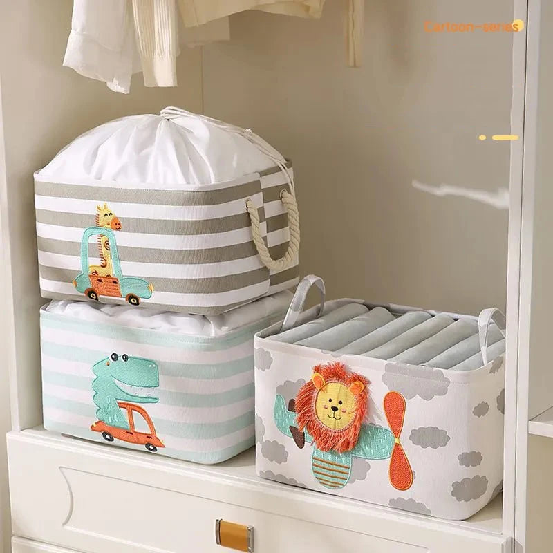 Hemasa Folding Storage Basket Linen Storage Fabric Wardrobe Office Bedroom Closet Toys Laundry Basket With Handle