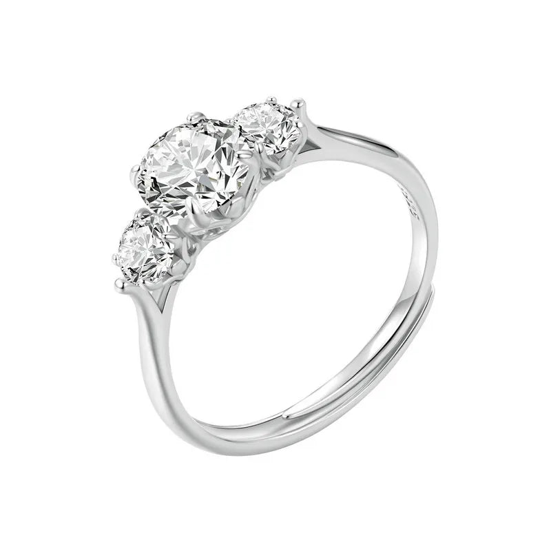 BAMOER 1.6CTTW Round Moissanite Ring for Women, White Gold Plated D Color VVS1 Lab Diamond 925 Sterling Silver Engagement Ring