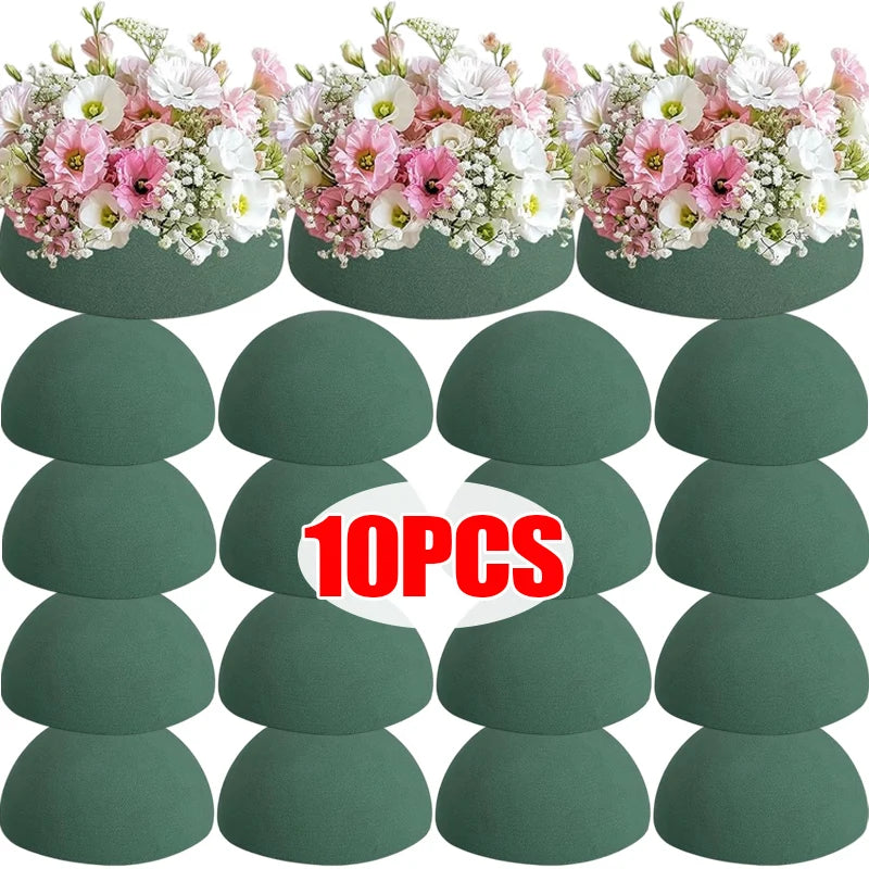 1-10pcs Green Floral Foam Half Ball Green DIY Dry Artificial Flower Foam Block for Arrangement Birthday Wedding Decoration
