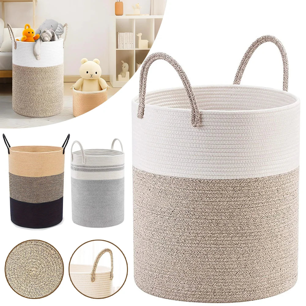 Extra Large Laundry Storage Bag, Woven Dirty Clothes Basket With Cotton Rope Handle, Dirty Clothes Hamper, Toy Storage Basket
