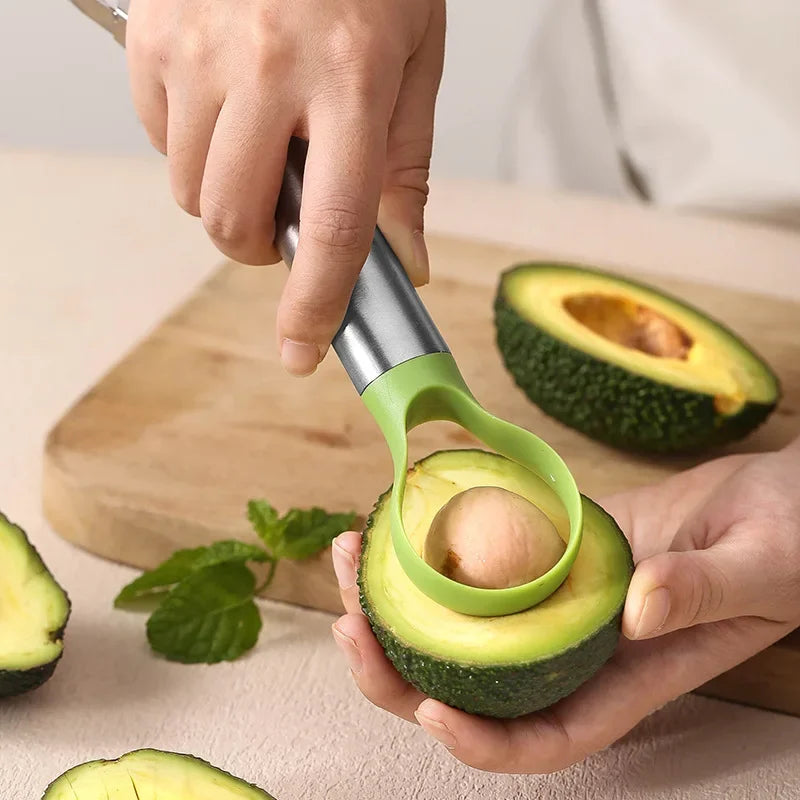 Hemasa Stainless Steel Avocado Slicer Avocado Peeler, Multifunctional Avocado Knife Kitchen 2 in 1 Fruit Avocado Cutter Core Separator Knife Tool