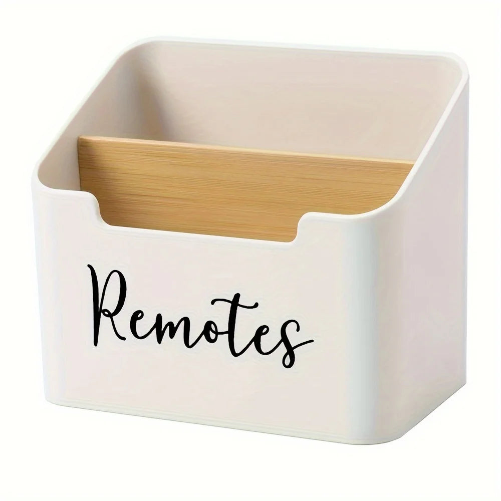 TV Remote Holder, Remote Control Holder Desk Storage Organizer Box, Remote Control Holder Caddy with 2 Compartments Container