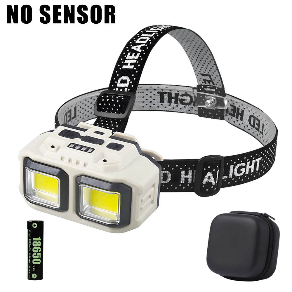 Hemasa Powerful LED Induction Headlamp USB Rechargeable Lamp with 4 Lighting Modes Outdoor Waterproof Camping Fishing Mining Headlight