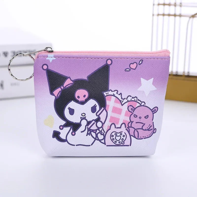 Hello Kitty Purse Coin Purses Cartoon Printed PU Melody Cute Wallet Bag Keychains Storage Bag Sanrio Kuromi Kawaii Mini Pouch