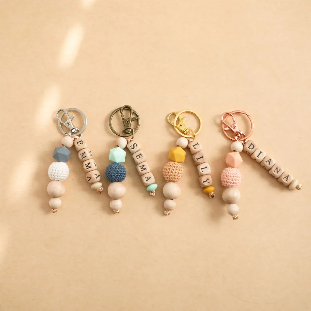Heamsa Geometric Crochet Beads Personalized Name Silicone Teether Chain