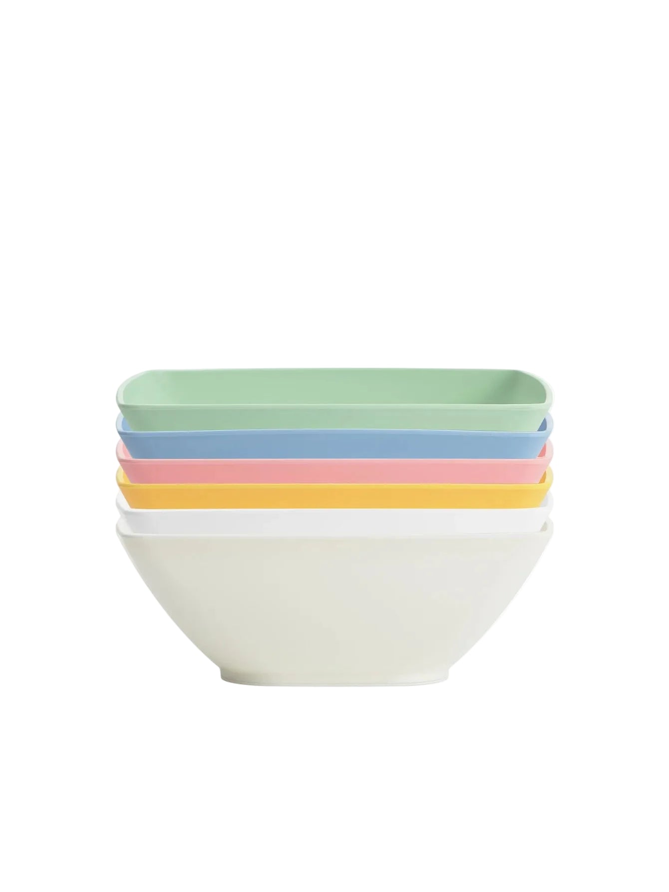 Tejesa 6pcs Large size plastic square bowls reusable household plastic tableware can be used for soup noodles oatmeal salad