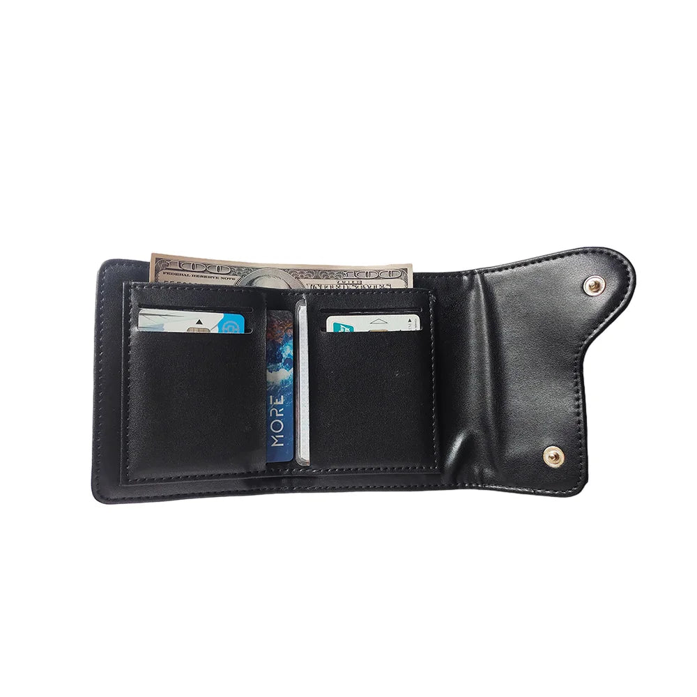 Hemasa Short Folding Wallet Card Holder 2-in-1 Compact Coin Purse/ Calfskin Multi-Card Wallet