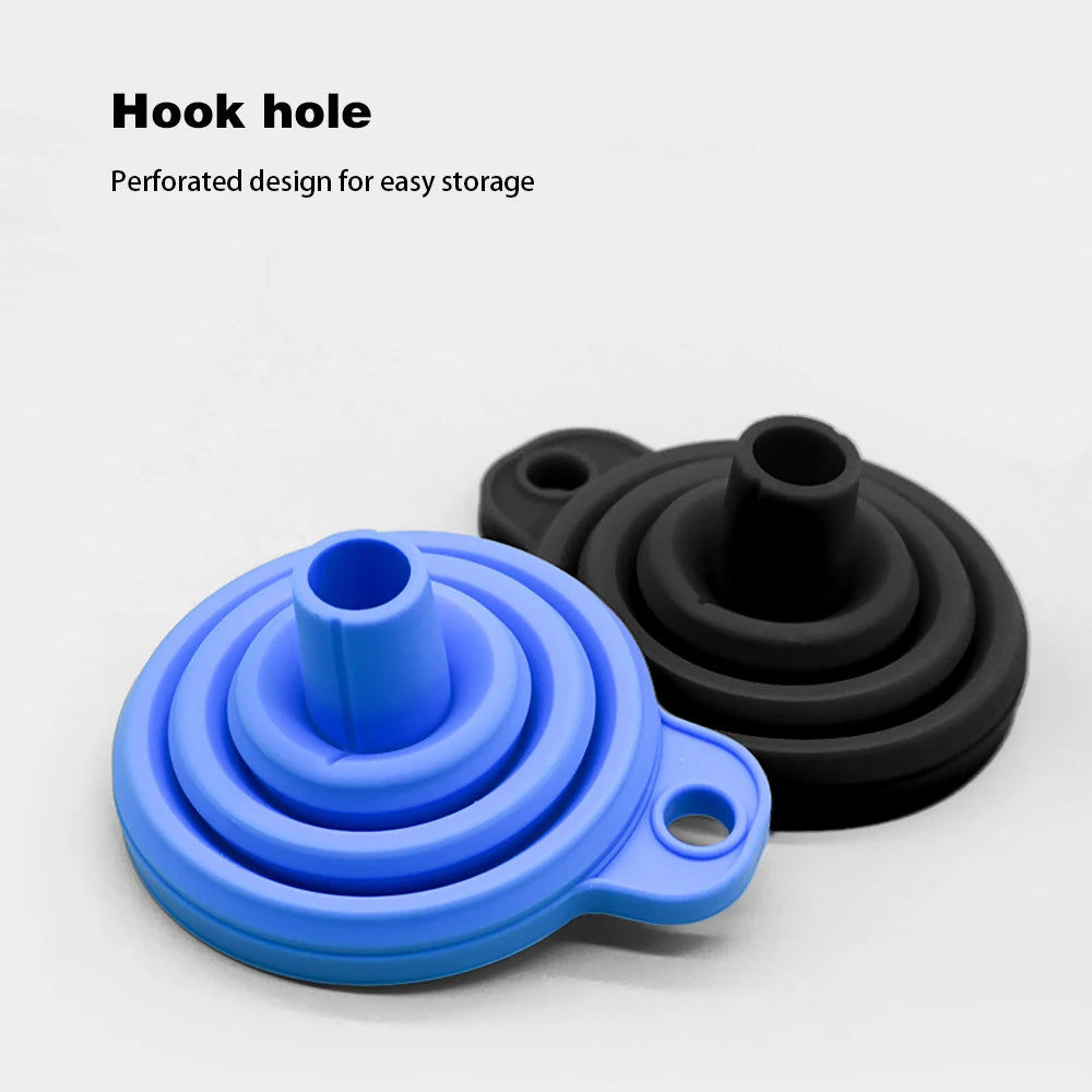 Hemasa Set of 2 Pcs Engine  Car  Silicone Liquid Funnel Washer Fluid Change Foldable Portable Auto Engine Oil Petrol Change Funnel