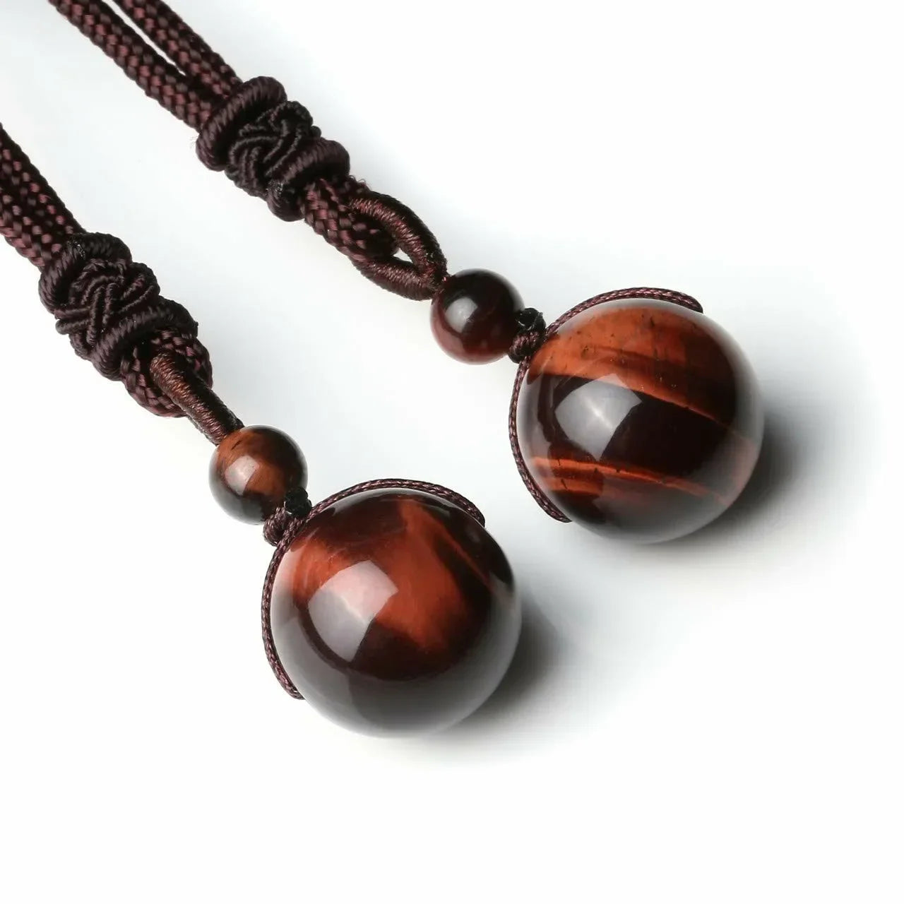 Hemasa 16mm Black Obsidian Tiger Eyes Amethyst Stone Women Men Necklaces with Adjustable Braided Rope Cords Natural Crystal Pendant