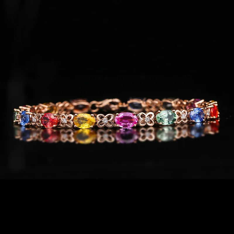 Hemasa  925 Silver Colored Gemstone Rose Gold And Silver Bracelet Woman /Girls