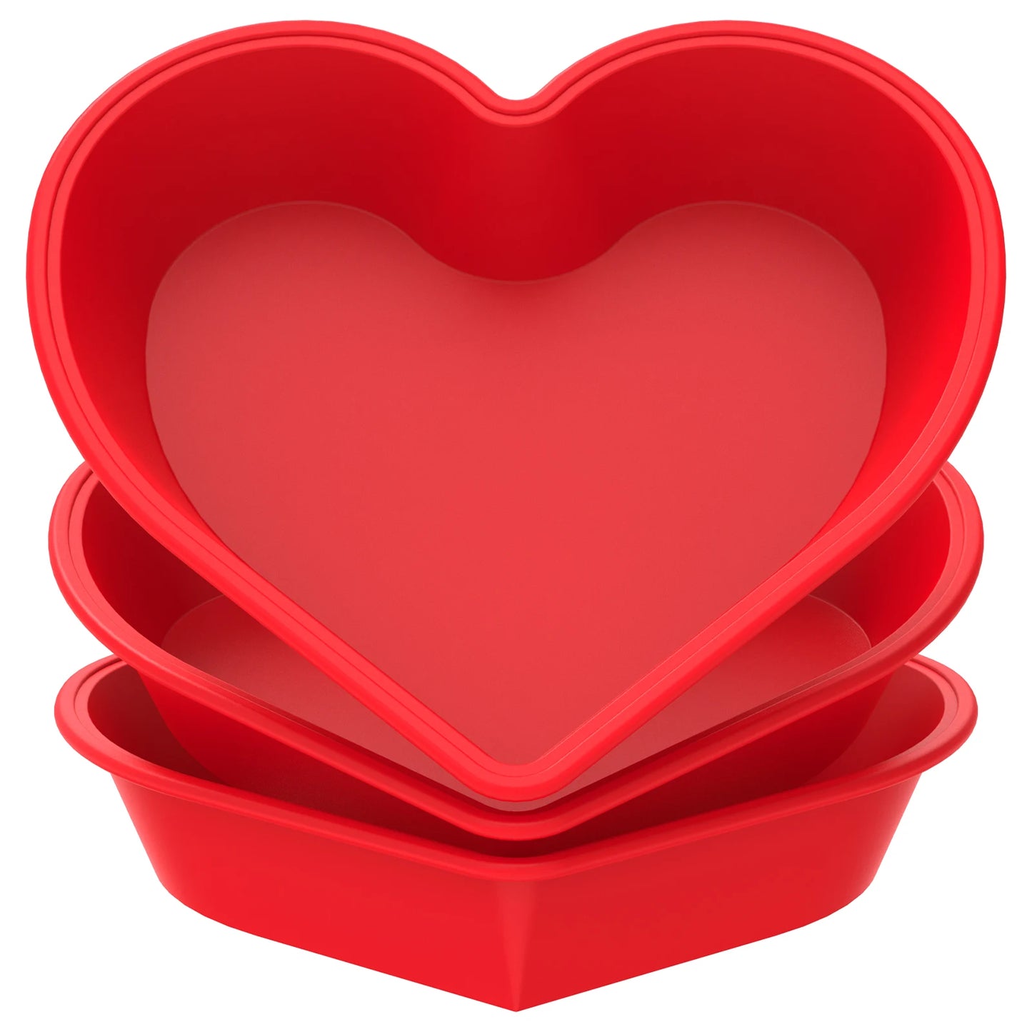 Tejesa 3Pcs Heart Shape Cake Pans 10 Inch Silicone Cake Molds BPA Free Cake Baking Tray Reusable Cake Baking Pans Nonstick Cheesecake