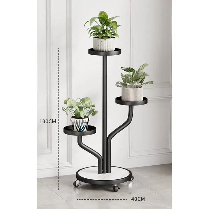 Wrought iron flower stand Plant stand Indoor living room Balcony Flower pot Green Luo stand Movable multi-layer metal flower