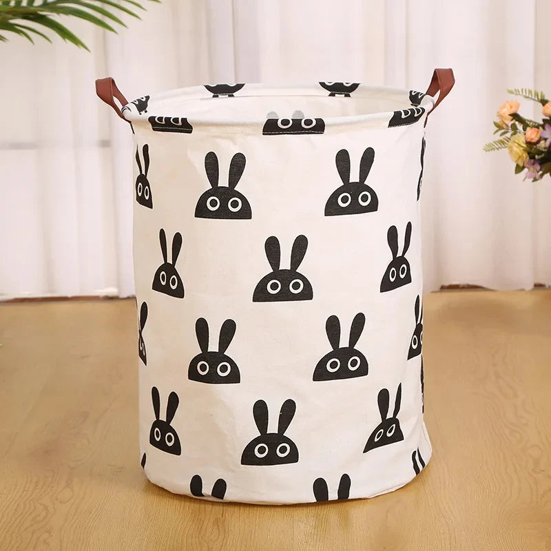FHemasa Foldable Laundry Basket Storage Bucket Cotton Linen Fabric White Black Waterproof Dirty Laundry Toy Storage Basket Dirty Clothes