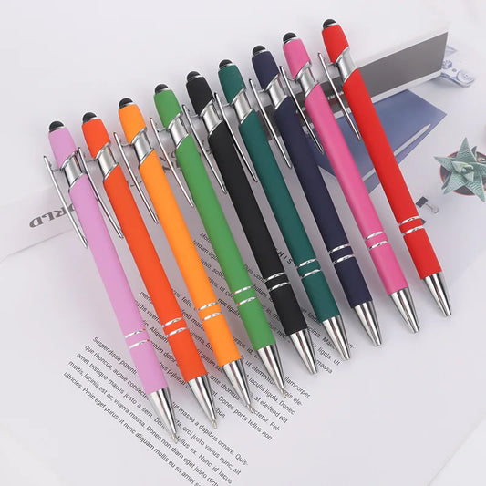 Push Action Meiji Pen Aluminum Rod Pen Spray Adhesive Ballpoint Pen Writing Special Touch Screen Stylus Capacitive Pen