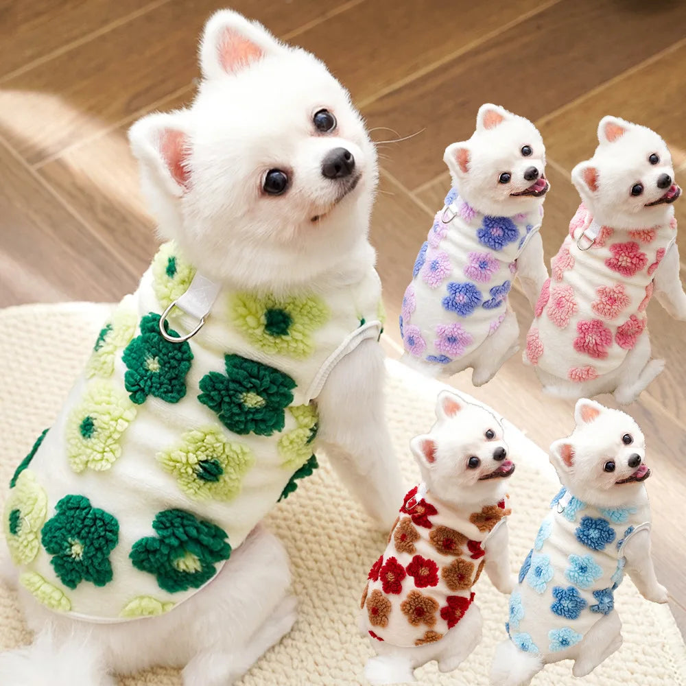 Dog Fleece Vest Warm Sweatshirt Puppy Pullover Coat with Leash D Ring Dachshund Sweaters Yorkie Clothes for Small Medium Dogs