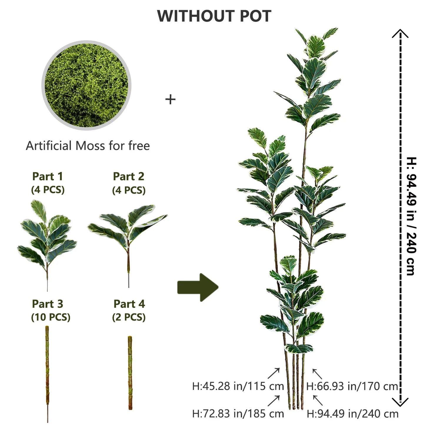 Tejesa 115-240CM New Artificial Fiddle Leaf ficus tree plant Ornament indoor Fake Plant for Home garden Room wedding Decor halloween