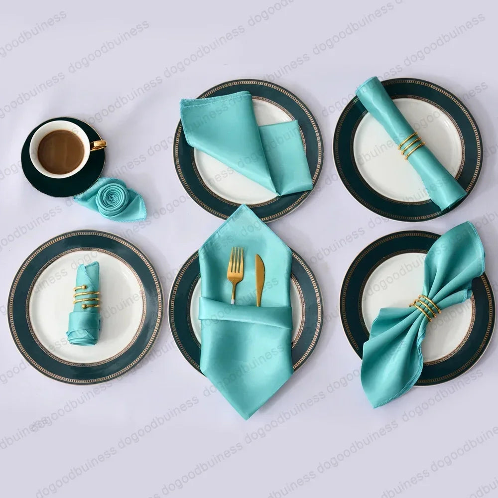 Satin Napkin Serving Square for Table Decoration, Dinner Towel for Wedding Party, Home, Hotel, Christmas, Red, 30cm X30cm, 6pcs