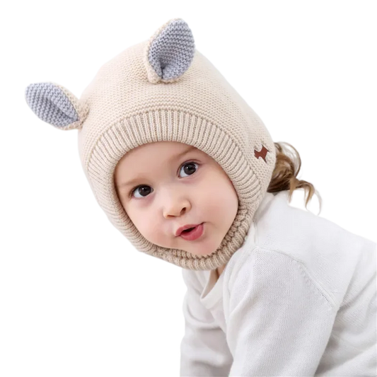 Baby Hat with Cute Earflap Warm Fleece Lining 6-12 Months Winter Knit Beanie Caps for Boy Girl