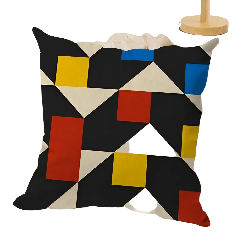 Hemasa  4Pcs Geometry Cushion Cover Soft Plush Fabric Double-Sided Printed Sofa Cushion Cover for All Seasons Home Decor